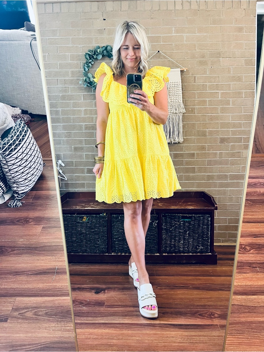 Lilly Pulitzer Bright Yellow Eyelet Ruffle Dress